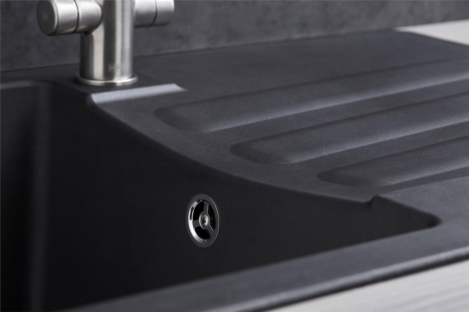 Liquida VG5BL 1.0 Bowl Composite Reversible Inset Black Kitchen Sink With Waste